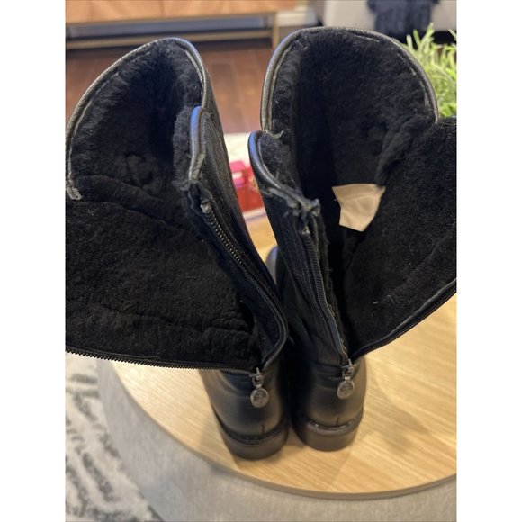 Pajar Women's Black Leather Waterproof Shearling Lined Back Zip Boots Size 7 - Picture 15 of 15